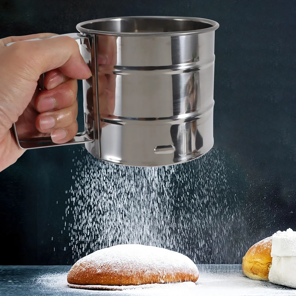 Jaswehome  Stainless Steel Flour Sifter Hand Held Shaker Sieve Cup Flour Sieve Strainer Sifters  Baking Sprinkle Baking tools