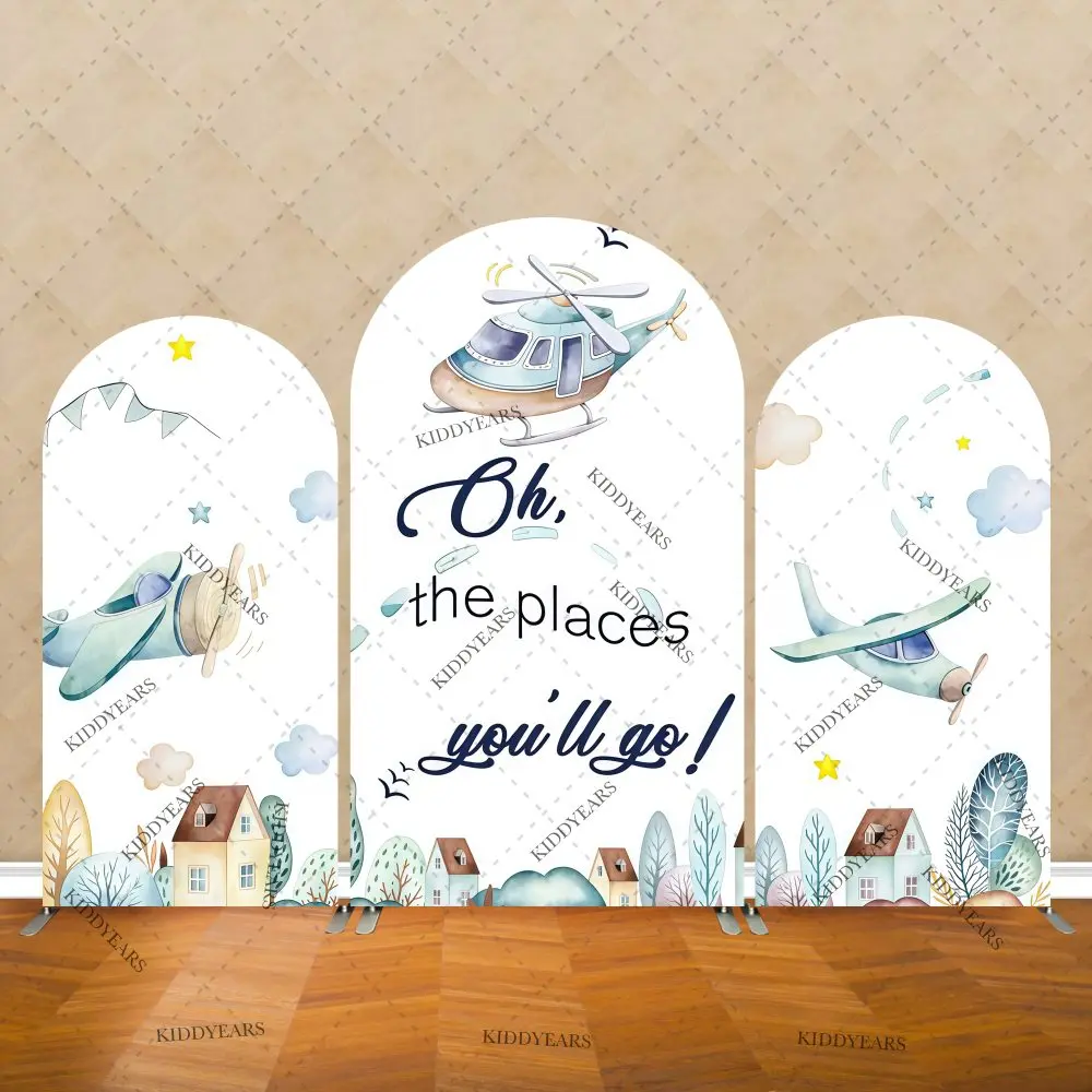 Fondo Decorativo para Fiestas Temáticas de Aventuras, Arco de Chiara con Diseño de Avión, para Cumpleaños de Niños, Baby Shower, Decoración para Fotos