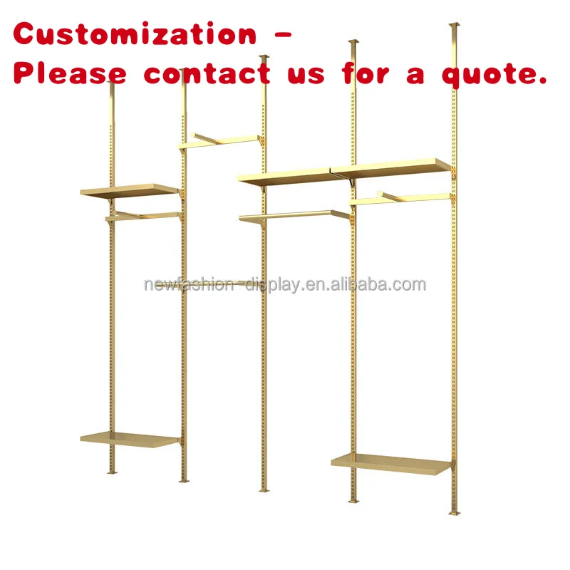 

custom.Customize Size Retail Shiny Stainless Steel Wall Mount Clothes Rack Ladies Clothing Rack Boutique Stores Display