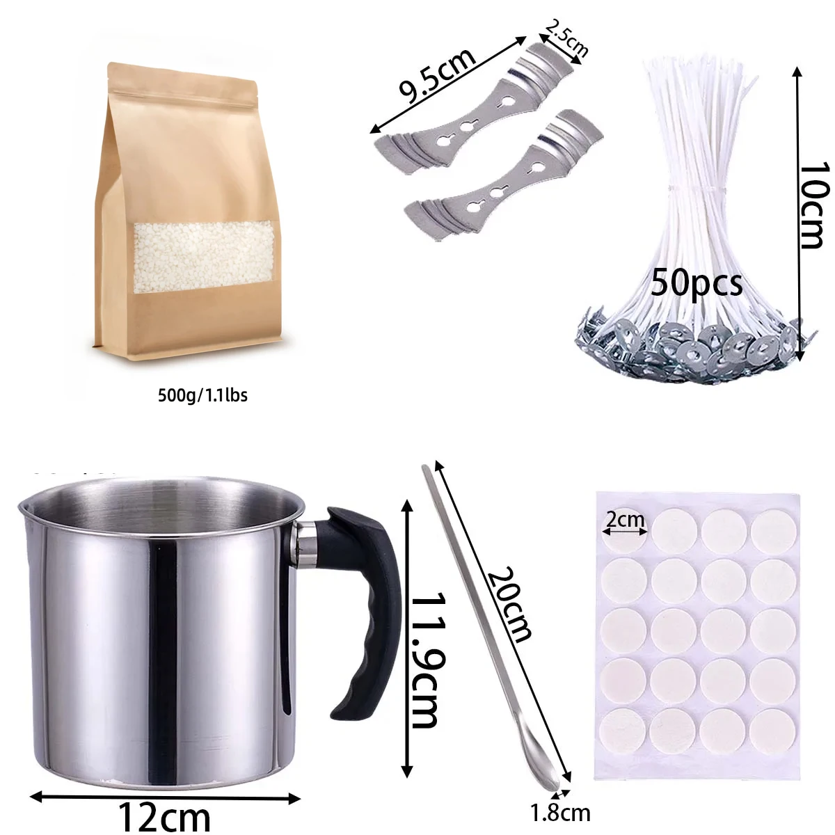 DIY Scented Candle Making Tool Kit Soy Wax Waxs Wick Sticker Stainless Steel Wax Melting Pot Handcrafted Candles Set For Beginne