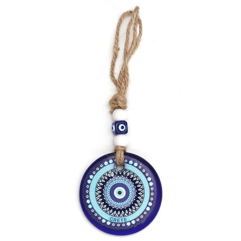 Car Jewelry Blue Eye Lucky Eye Keychain Hand of Fatima Glass Bead Lucky Eye Pendant Turkey Linen Rope Car Hanging Charm Keyring
