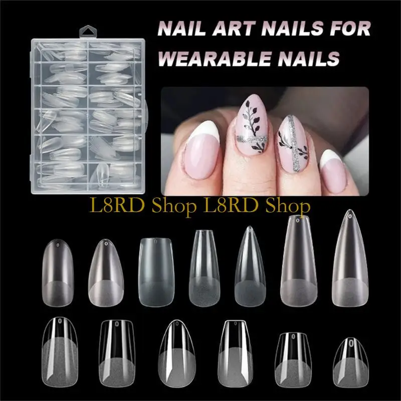 L8RD 240pcs Full Cover Acrylic Tips Matte Fake Artificial False