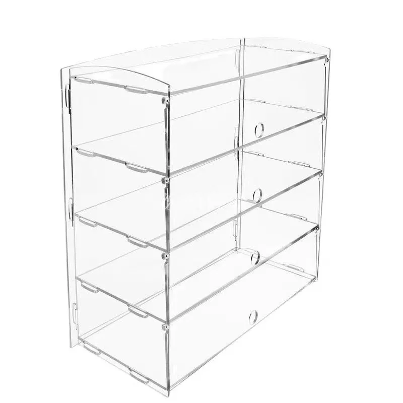 Clear Acrylic Display Case 4 Layer, Commercial Countertop Pastry Stand for Donut Cookie Bakery Dessert