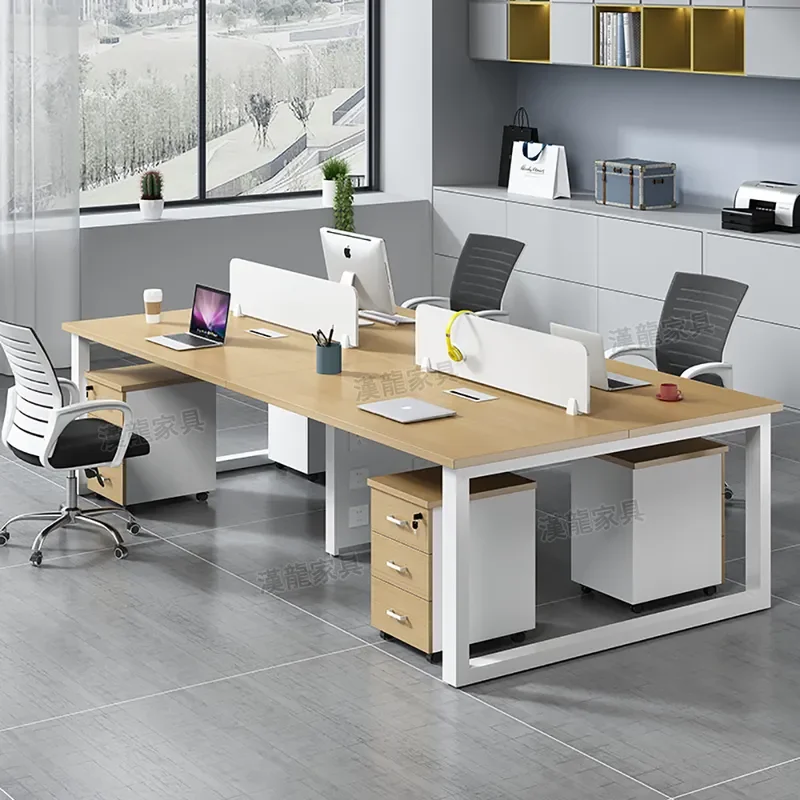 Simple Modern Staff Desk and Chair Combination Office Workstation 2 4 6 Person Manual Partition Cubicle Financial Card Seat