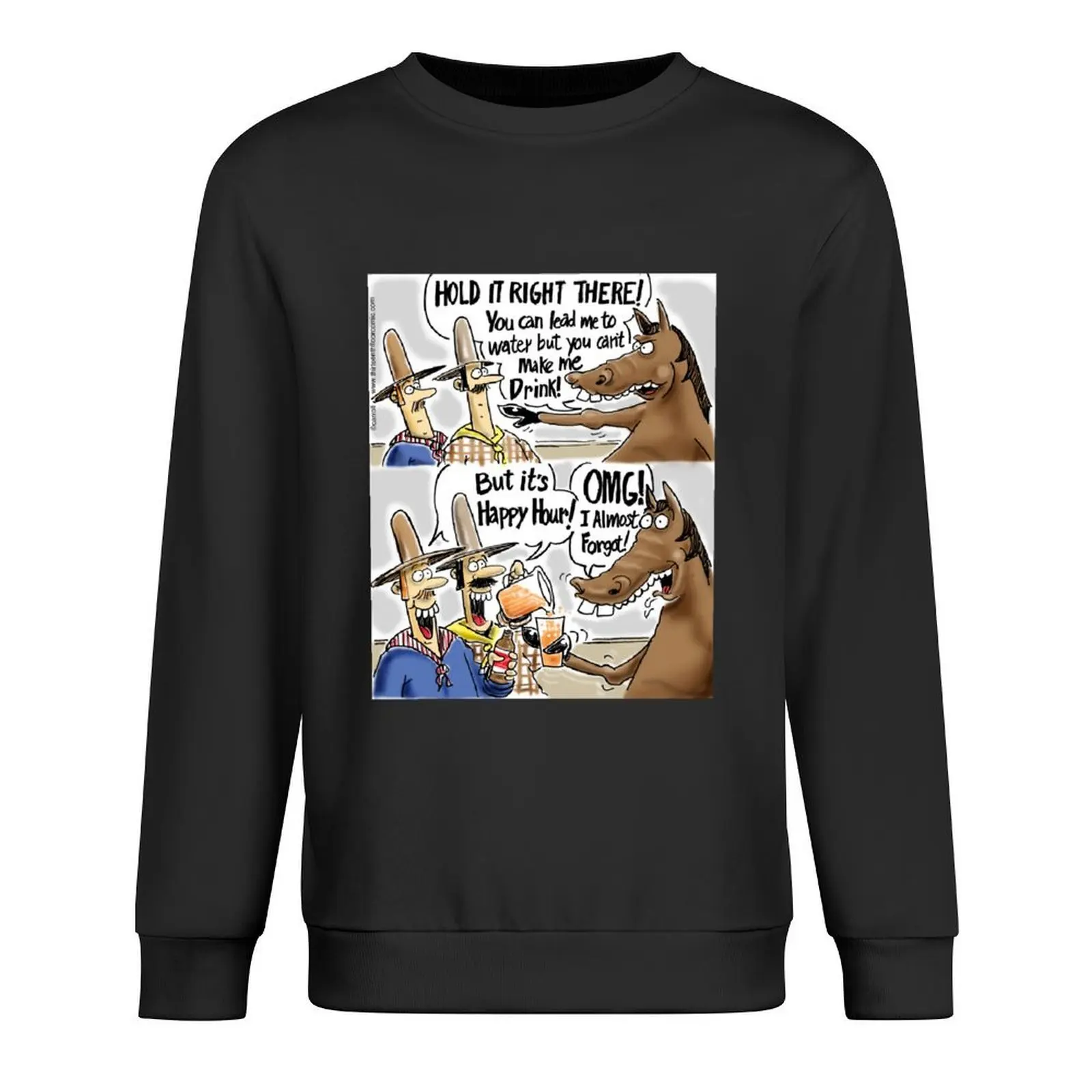 

Happy Hour Horse - A Western Hero Pullover men wear anime clothing tracksuits clothes for men sweatshirts men