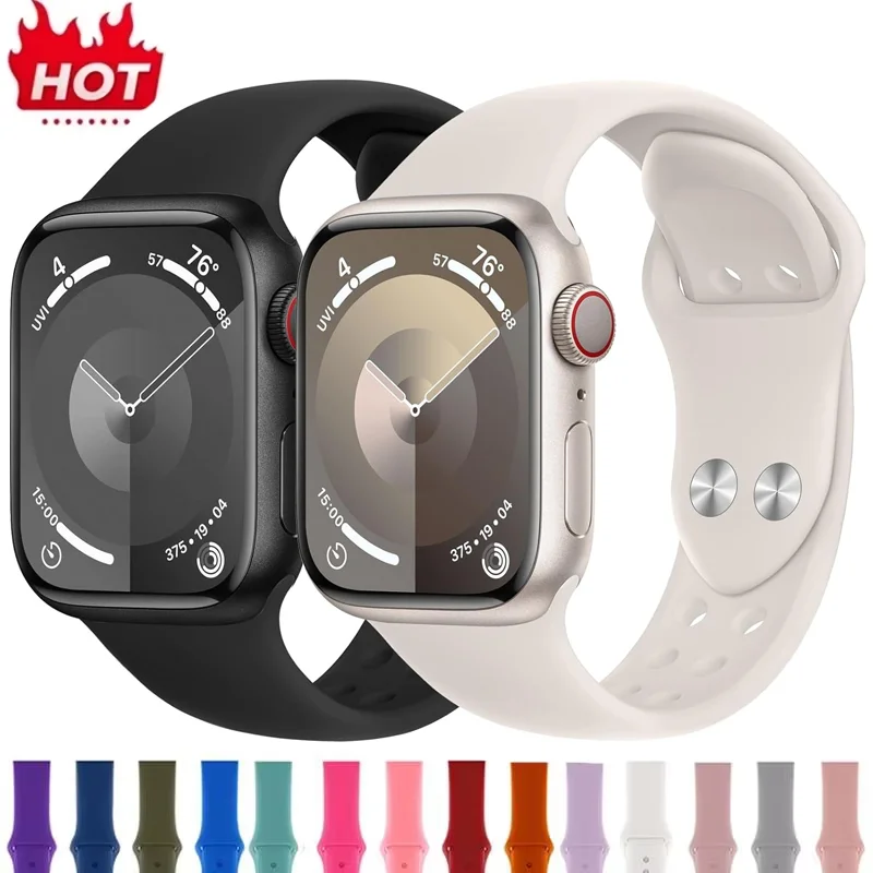 

Straps for Apple Watch Band 46 42mm 49mm 44mm 45mm 41mm 40mm 38mm Correa Silicone Bracelet Iwatch Series 10 7 8 Se 3 6 9 Ultra 2