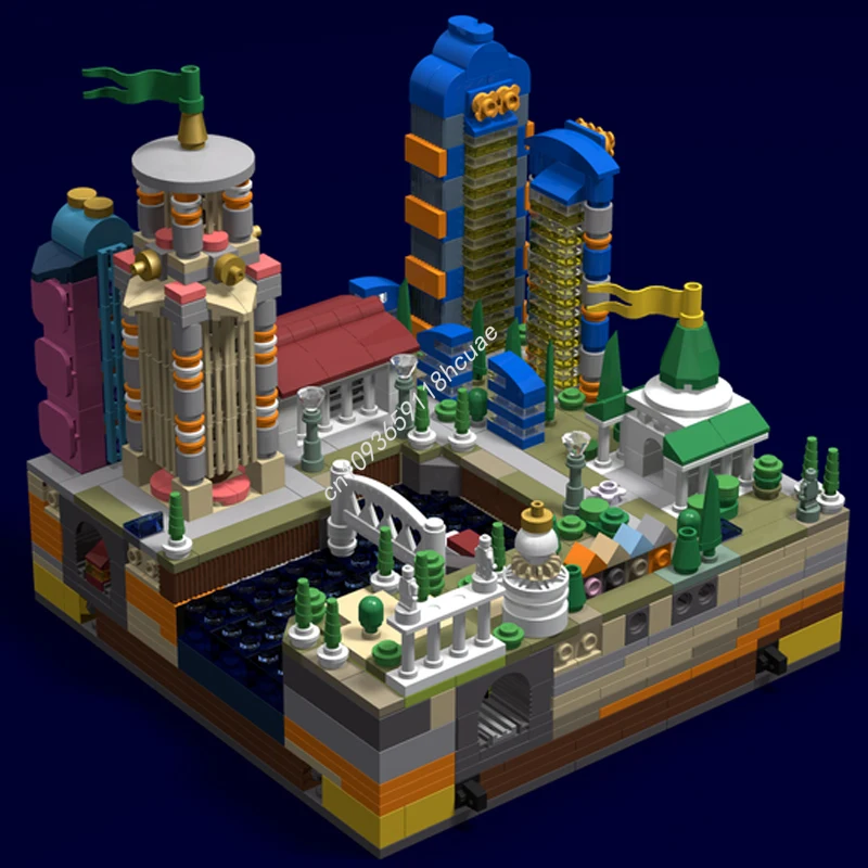 1064 Stück MOC 20x20 Micro City anschließbar Waterfront Creator Modellbausteine Handwerksspielzeug Kinder Weihnachtsgeschenke