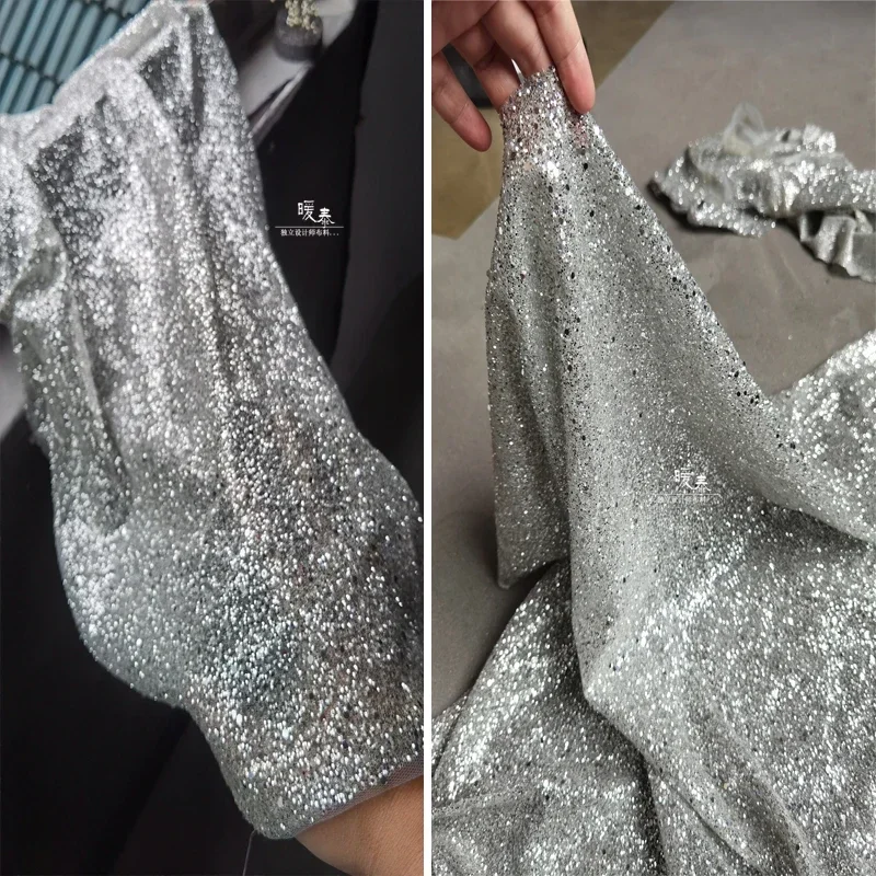 

Сетчатая ткань с блестками, свадебное платье, танцевальная юбка, украшение для фона, дизайнерская ткань, шитье своими руками по метрам, материал, ткань