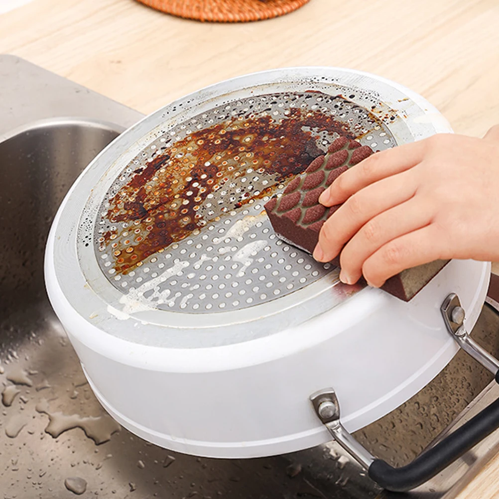 

2Pcs Brown Sponge Dish Scrub Compact Reusable Kitchen Cleaning Wok Pots Wall Table Daily Use Household Sponges Multi
