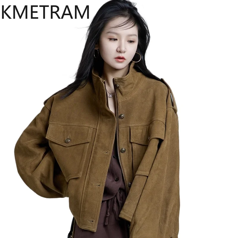 KMETRAM 100% Natural Goat Skin Genuine Leather Jacket Short Casual Clothes for Woman 2025 Autumn New Coats manteaux hiver femme