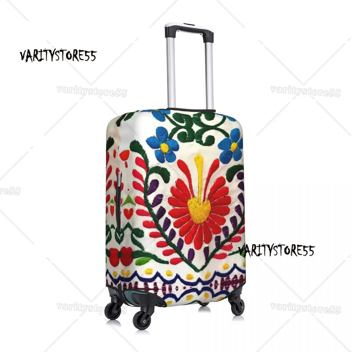 Custom Mexican Flowers Suitcase Cover Washable Luggage Covers Protector for 18-32 inch