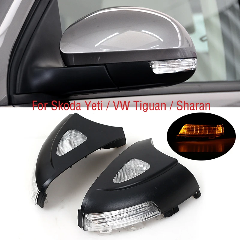 Dla VW Tiguan 09-17 Sharan 12-19 Skoda Yeti Lusterko boczne Kierunkowskaz Lusterko wsteczne Powitalna lampka kontrolna Repeater