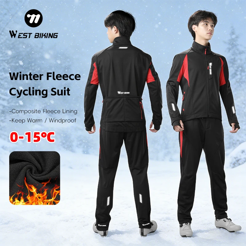 

WEST BIKING Winter Cycling Set Thermal Bicycle Wear Cycling Uniform Clothing Men Women Keep Warm Windproof Jersey Cycling Suit