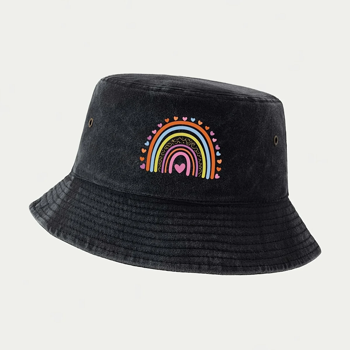 High-Quality Heart Layered Rainbow Printed Fisherman Hat for Fishing Lure Regular Fishing Hat Foldable Storage Easy to Carry Buc