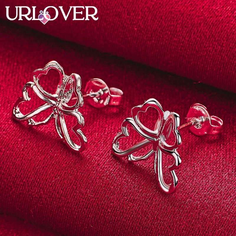 URLOVER 925 Sterling Silver Earring For Woman Hollow Butterfly Stud Earrings Lady Fashion Party Birthday Wedding Jewelry Gifts