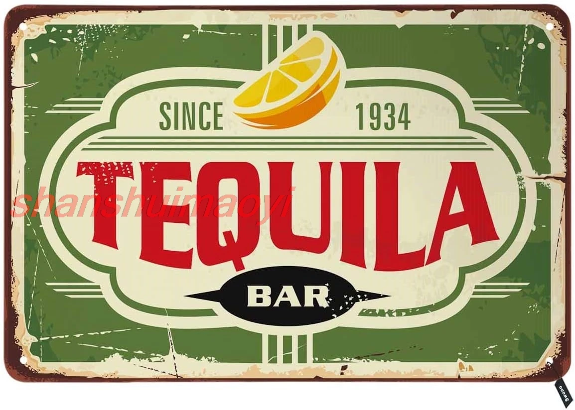 Swono Tequila Bar Tin Signs,Vintage Metal Tin Sign For Men Women,Wall Decor for Bars,Restaurants,Cafes Pubs,12x8 Inch