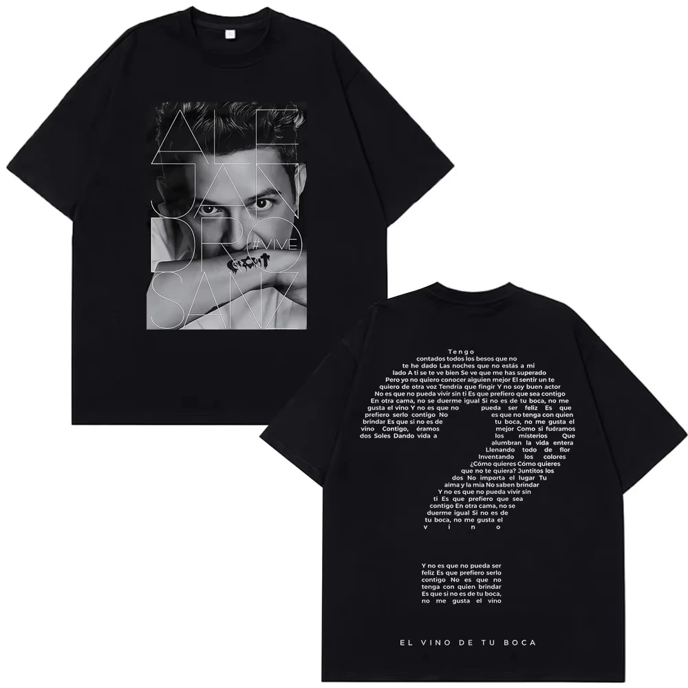 Camiseta unisex con gráfico del cantante Alejandro Sanz, 100% algodón, novedad de verano 2026, camiseta clásica de manga corta Y2k a la moda para hombre, regalo para fanáticos