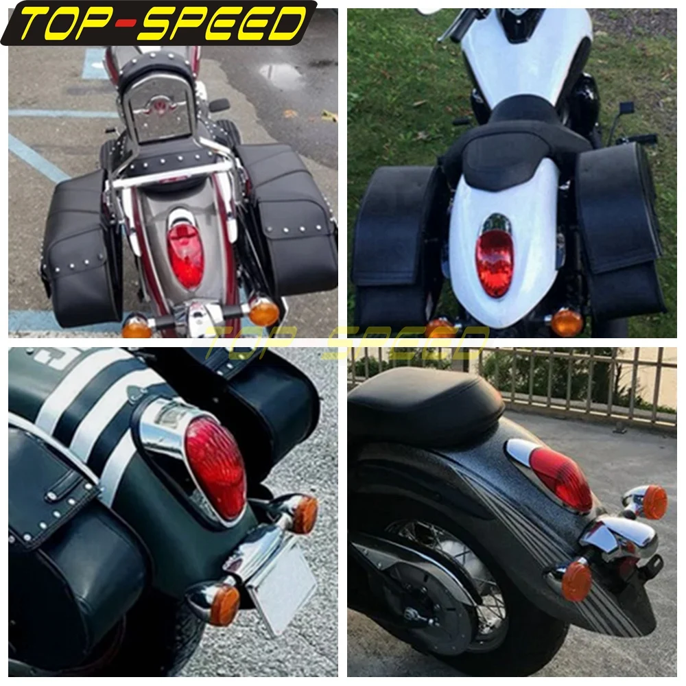 For Kawasaki Honda Shadow V-Star Kawasaki Vulcan 900 1500 Classic VN900C Motorcycle 12V Rear Tail Light Stop Lights Taillights