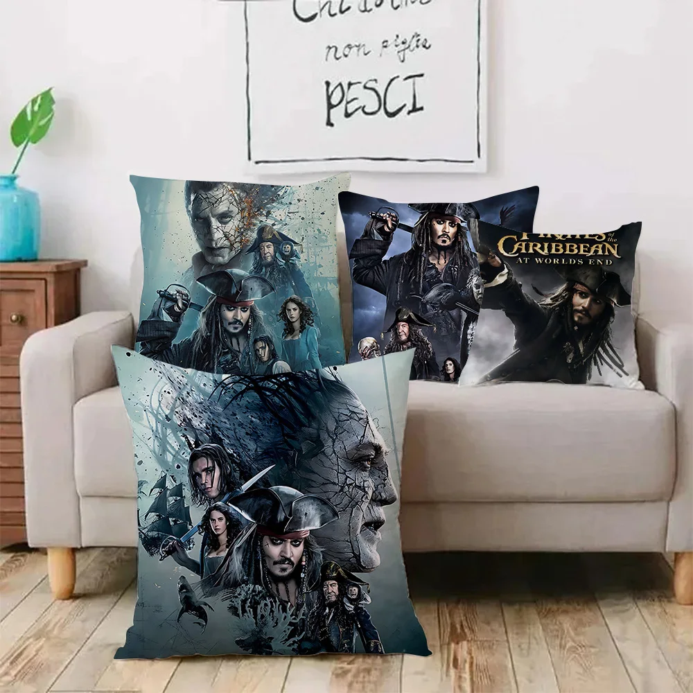 P-Pirates of the C-Caribbean Pillow Covers Cartoon Sofa Decorative Home Double-sided Printing Short Plush Cute Cushion Cover