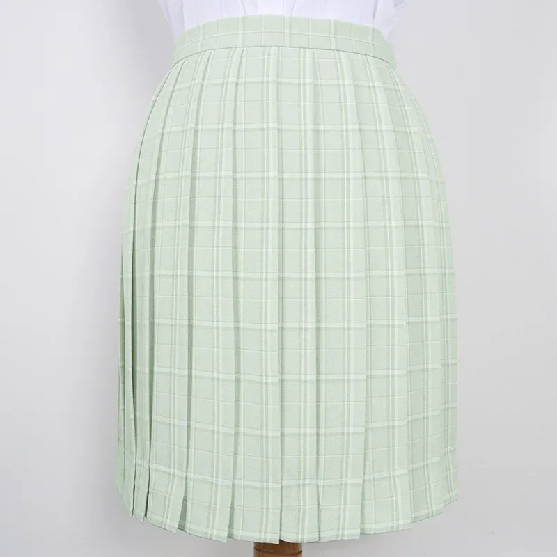 School Dresses Japanese Girl Grass Green Plaid Pleated Skirts School Skirt Uniform Cosplay Sailor Suit High School Fruit Green