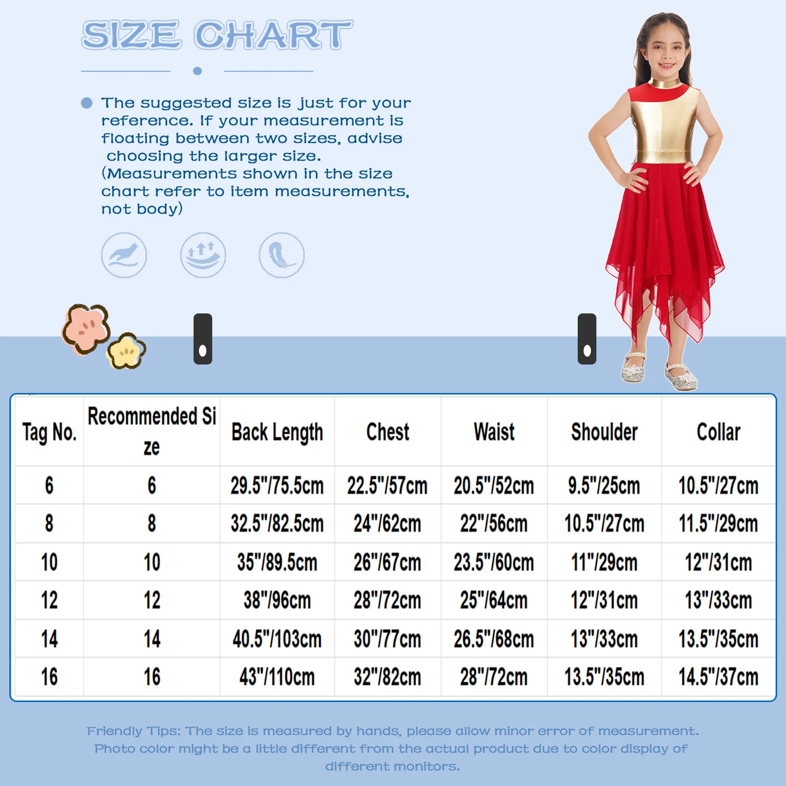 6-16Y Girls Sleeveless Asymmetrical Hem Dress Modern Lyrical Dance Ballroom Dancing Church Choir Praise Performance Costume