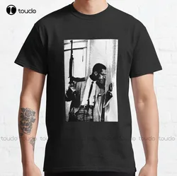 Malcolm x-イラスト付きの男性用黒の無地のクラシックTシャツ,ラウンドネック,特大のストリートウェア,新しいコレクション