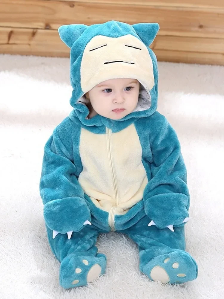 Baby Cosplay Climb Bodysuit Infant Anime Newborn Snorlax Dinosaurs Role Play Flannel Protective Jumpsuit Halloween 0-3 Years Cos