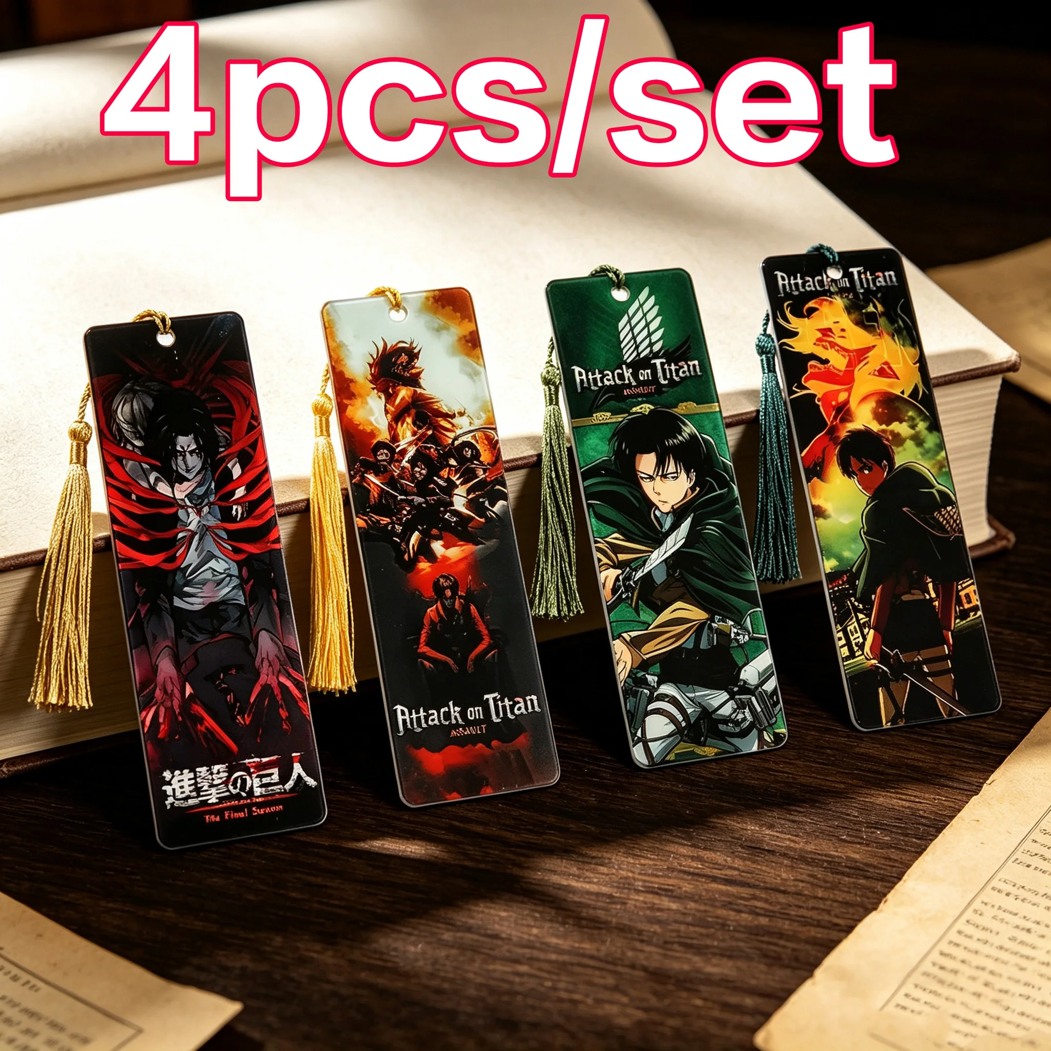 4 Stück/1 Stück, beliebtes Anime-Motiv, riesiges Lesezeichen aus Acryl, geeignet zum Lernen, Arbeiten und Lesen.