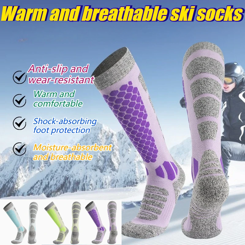 Autumn and Winter Thickened Warm Ski Socks Men Women Quick-drying Outdoor Sports Piled Thickened High Tube Compression