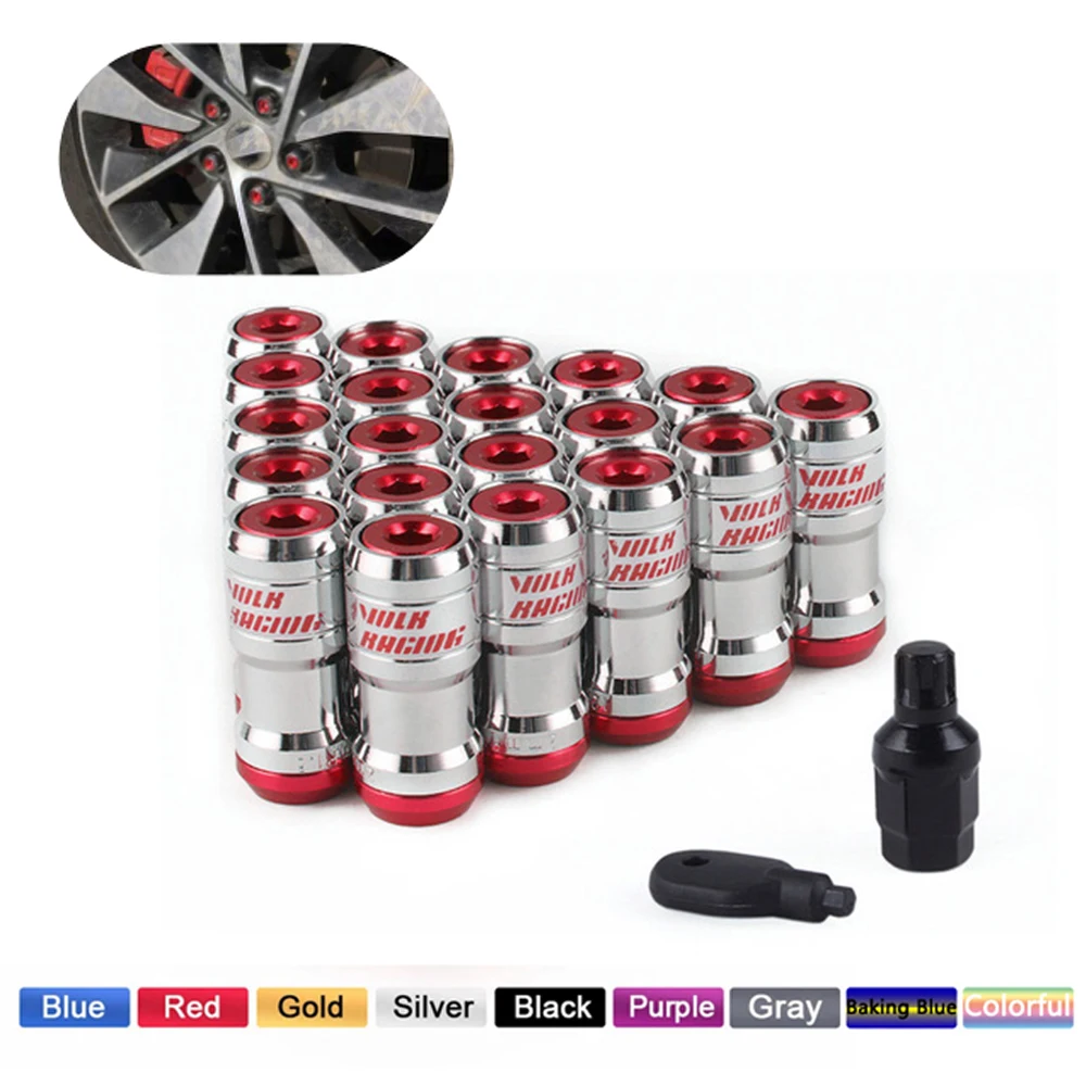 Volk Racing ukryta formuła Heptagon stalowe kółka blokujące nakrętki z końcówką żołądź obręczy zamknij koniec m12x1, 25 m12x1, 5 spalanie niebieski 20 sztuk/zestaw