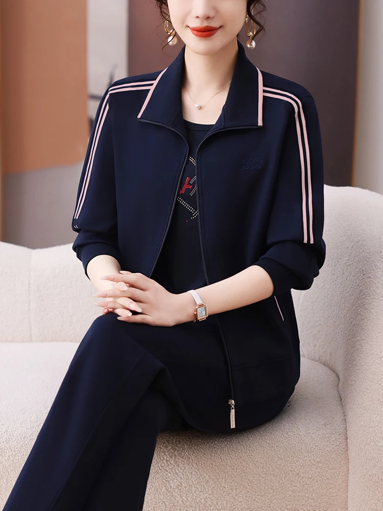 

Повседневный свободный комплект из двух предметов: футболка и спортивные брюки для женщин среднего возраста, весенняя мода, верхняя одежда для дам 40-50 лет