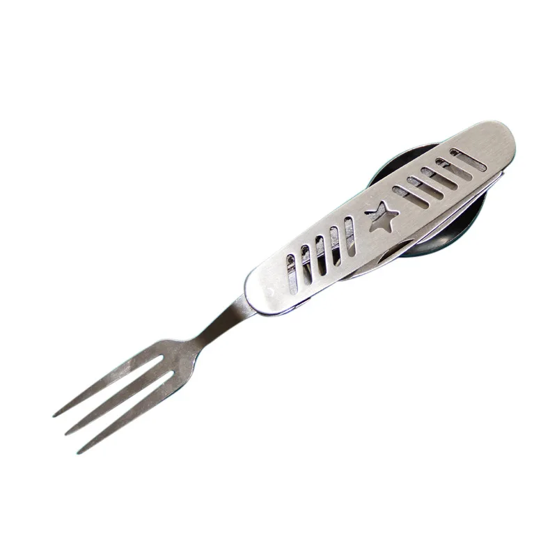 Multi Tool Portable Picnic Camp Spoon Fold Spork Fork Flatware Tableware Knife Cutlery Bottle Can Opener Multitool Outdoor