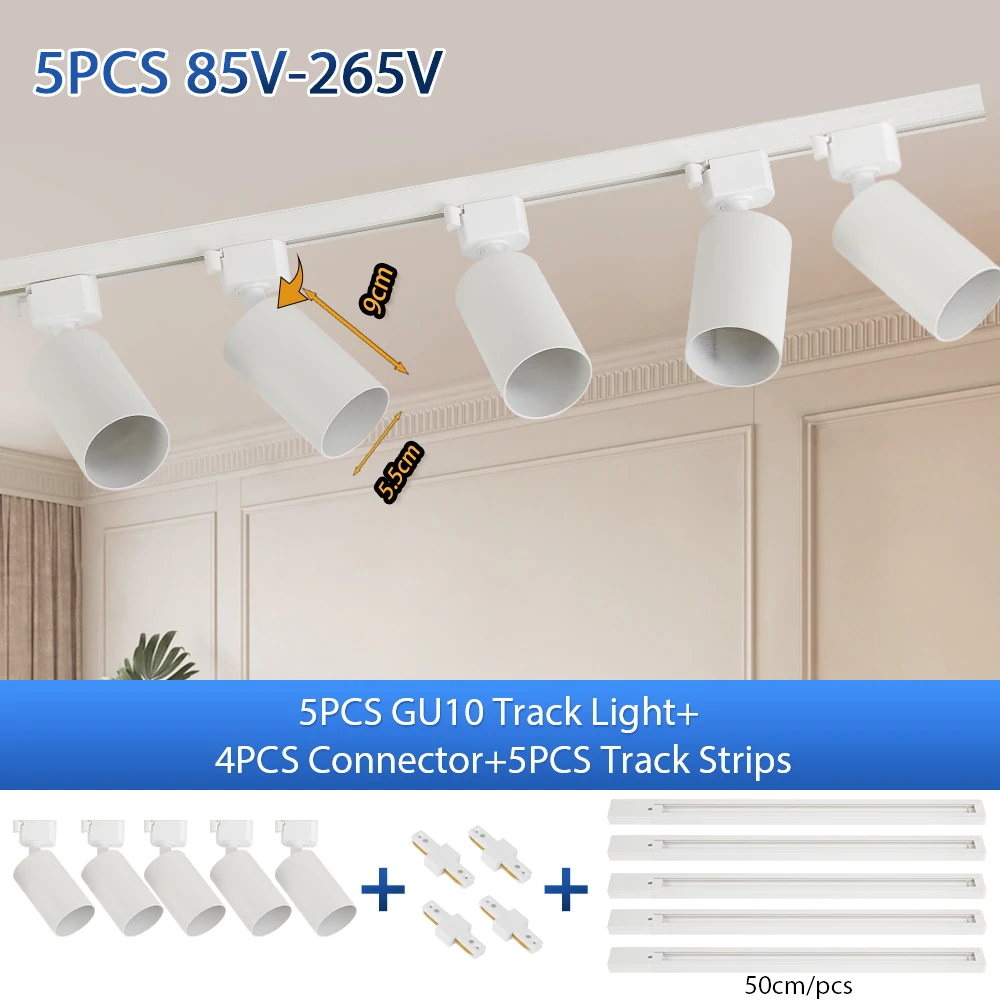 

LED Ceiling Spot Gu10 Track Light 110V 220V Led Ceiling Lamp for Living Room Kitchen Line Lighting Rail Systems Spotlight Set