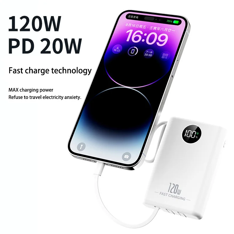 Portable Power Bank Super Fast Charging Ultra-Thin Large Capacity Multiple Ports Power Bank Suitable For Apple Samsung Phones