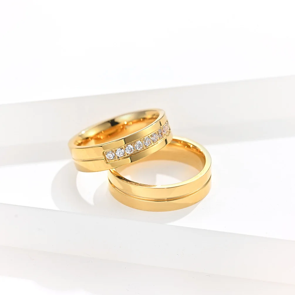 Popular 6mm Eternity Rings With CZ Stone Latest Gold Color Stainless Steel Artificial Jewellery Designs 2025 Birthday Gift image 4