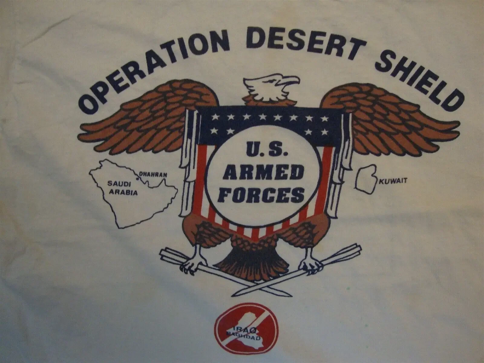 Vintage 90's Operation Desert Shield Armed Forces Military  White TShirt  100% Cotton Casual T-shirts Loose Top Size S-3XL