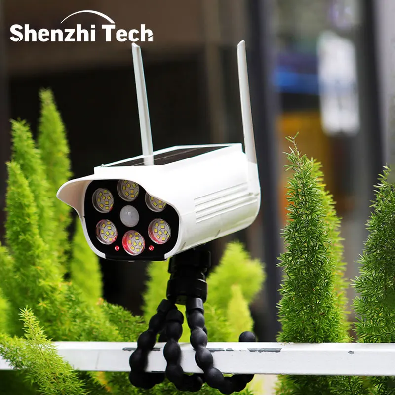 

Солнечный светильник-имитация камеры видеонаблюдения Shenzhi Tech, 66 светодиодов, с датчиком движения и кронштейном-осьминогом