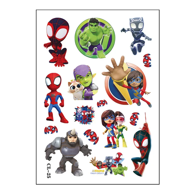 Tatouages Temporaires Spidey et ses Objets pour Enfants, Fournitures de ixd'Anniversaire, Autocollants Mignons, Décoration, Amis, Nouveau, 2024