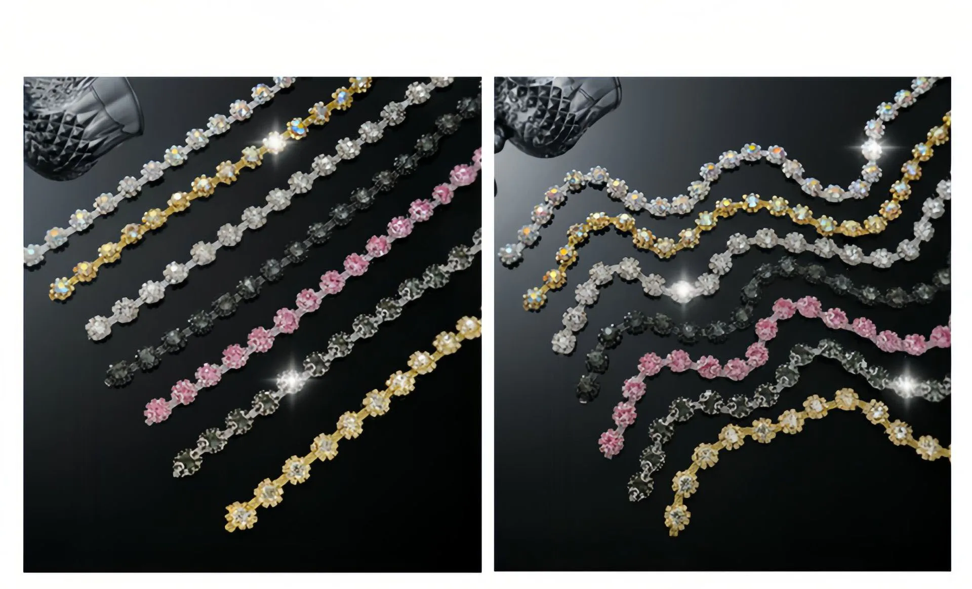 10 Yard Strass-Kette Kristall-Diamant-Accessoires DIY-Basteleien Hochzeitsdekoration Geschenk Sonnenblumenform Glänzendes Strass-Band – Detail 2