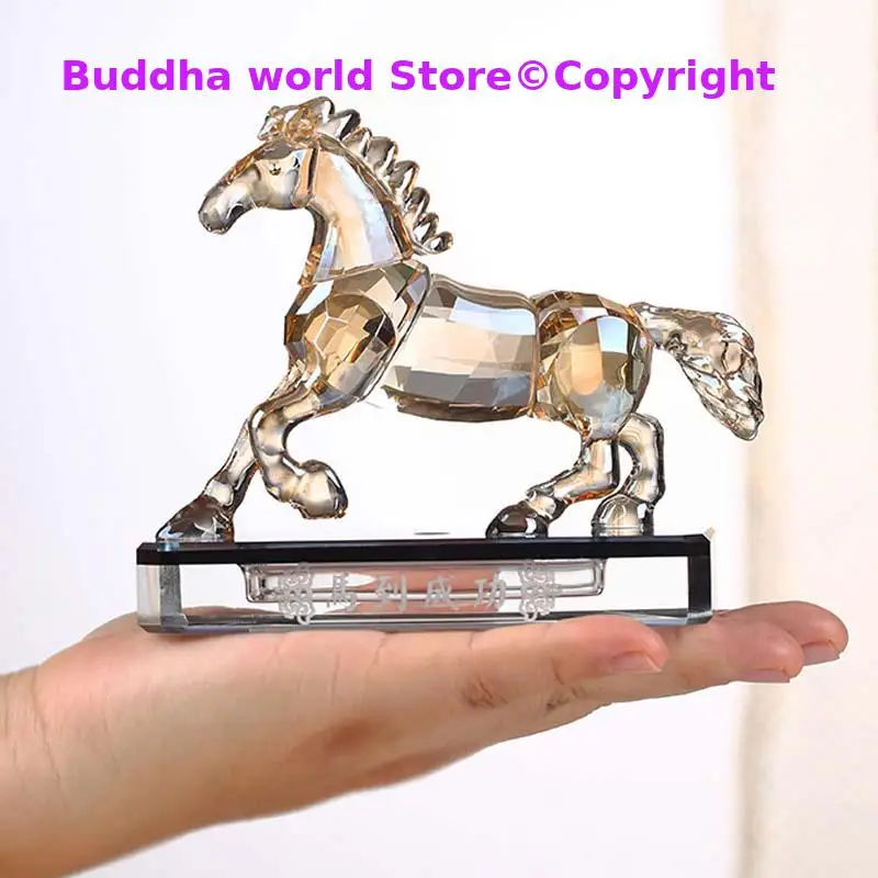 

High grade crystal Decorative gift HOME CAR company shop business good luck Success horse 3D Crystal FENG SHUI talisman