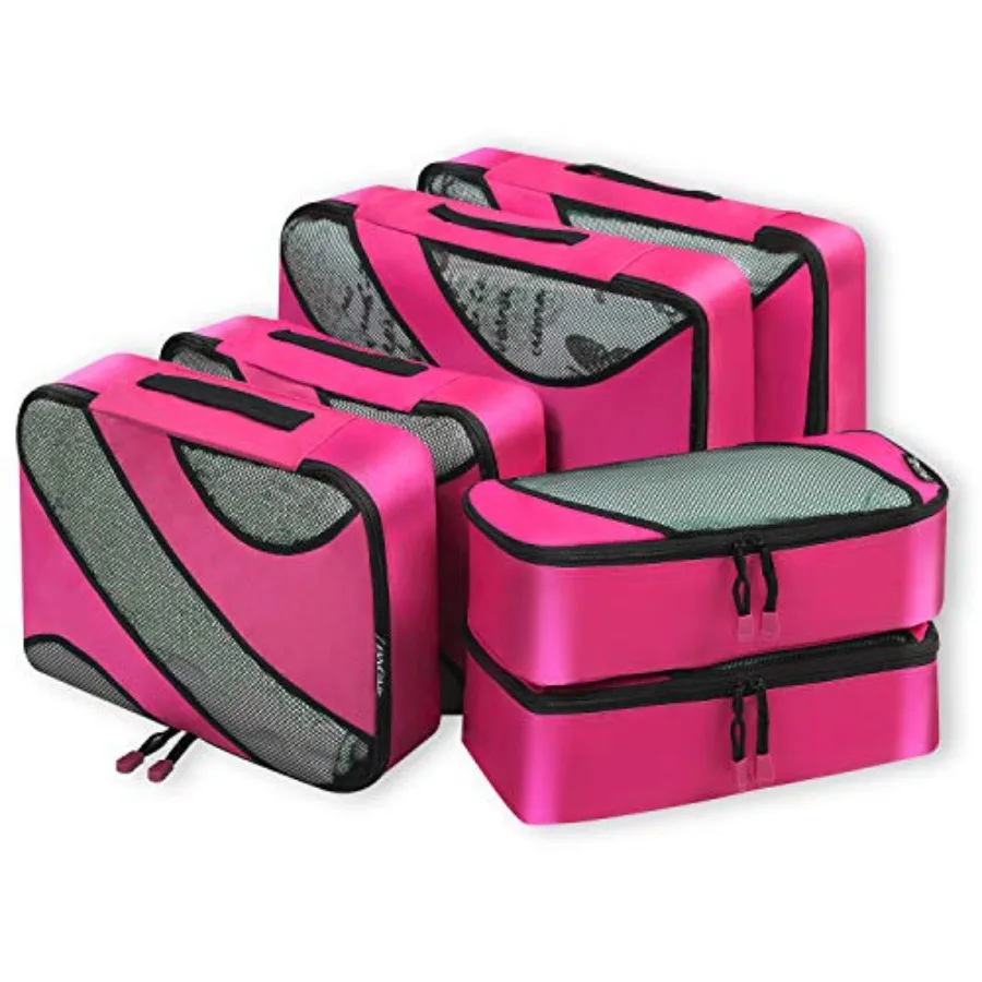 

6 Set Packing Cubes Travel Luggage Packing Organizers Lightweight Polyester Transparent Clear with Zipper Storage Pouches for S