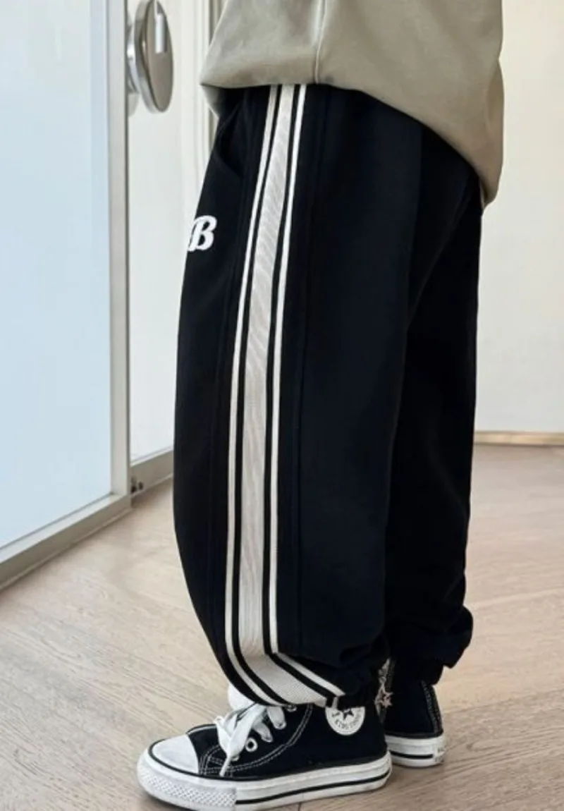 2025 New Boys' Sports Jogger Pants for Toddler & Big Kids, Spring Autumn Color-Blocked Cuffed Design, Comfortable Kids Pants view 2