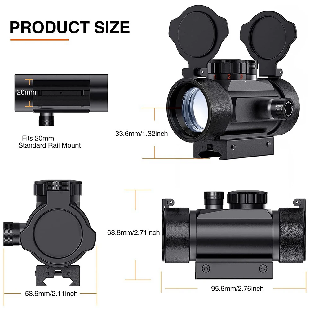 Red Dot Sight Tactical 1x30mm Red Dot Scope Optical Sight 11/20mm Picatinny Rail Mount for Hunting Shooting Airsoft Equipments
