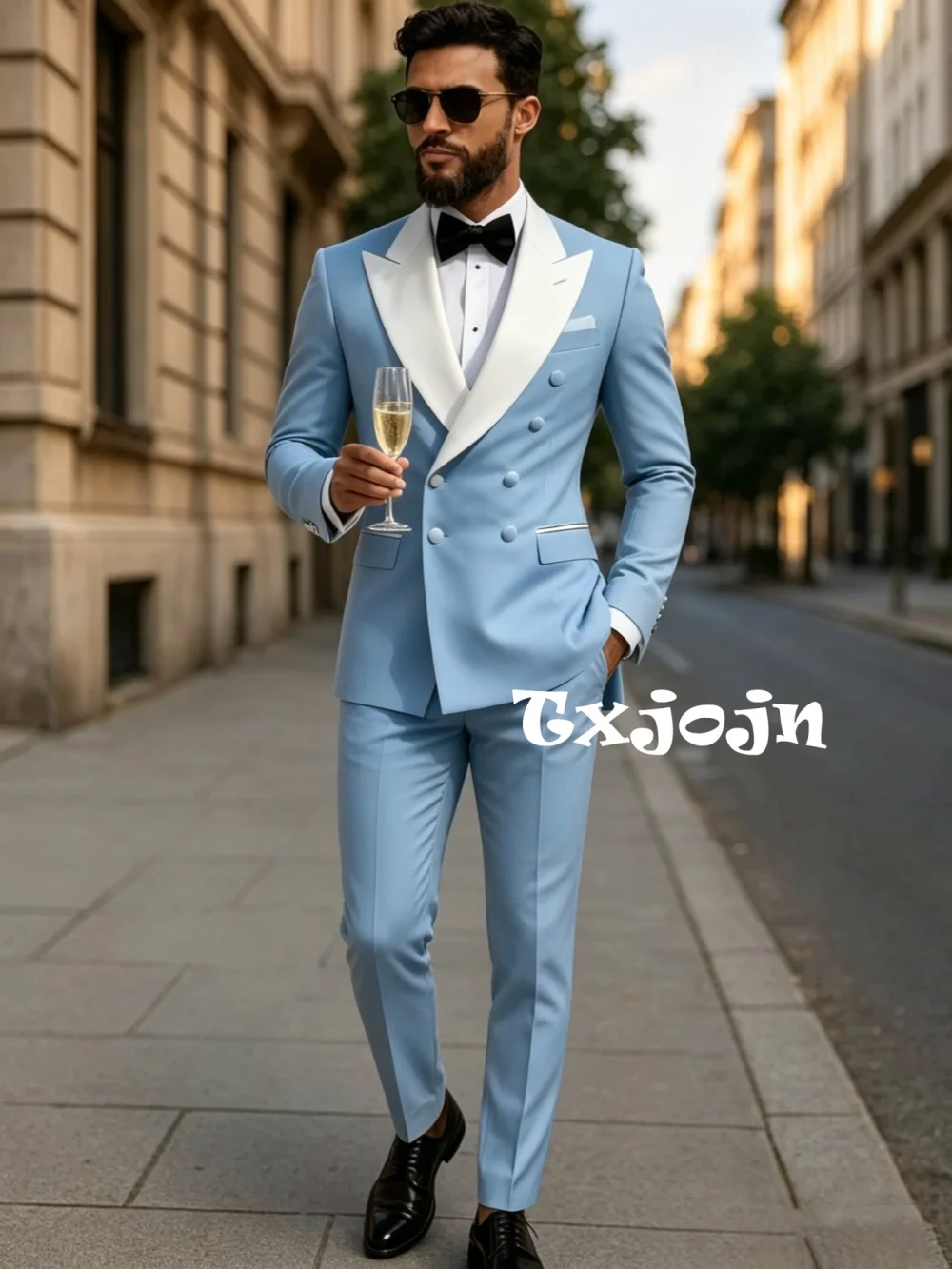 Double Breasted Men's Suits 2 Pieces Jacket Pants Business Outfit Elegant Peak Lapel Tuxedo XS-6XL Handsome Slim Fit Suit Set
