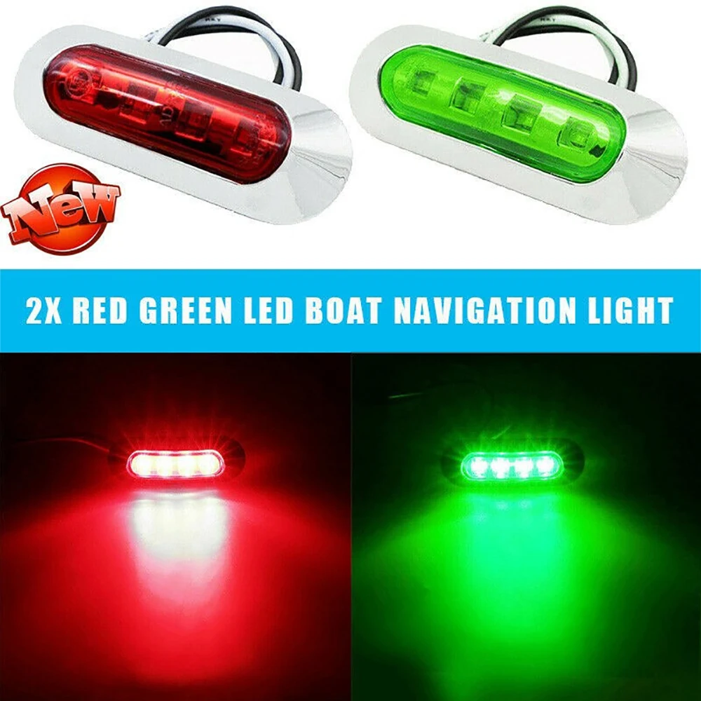 

2Pcs Red Green Boat Navigation LED Lights Side Marker Signal Lamp For Marine Boat Yacht Motorboat Warning Light