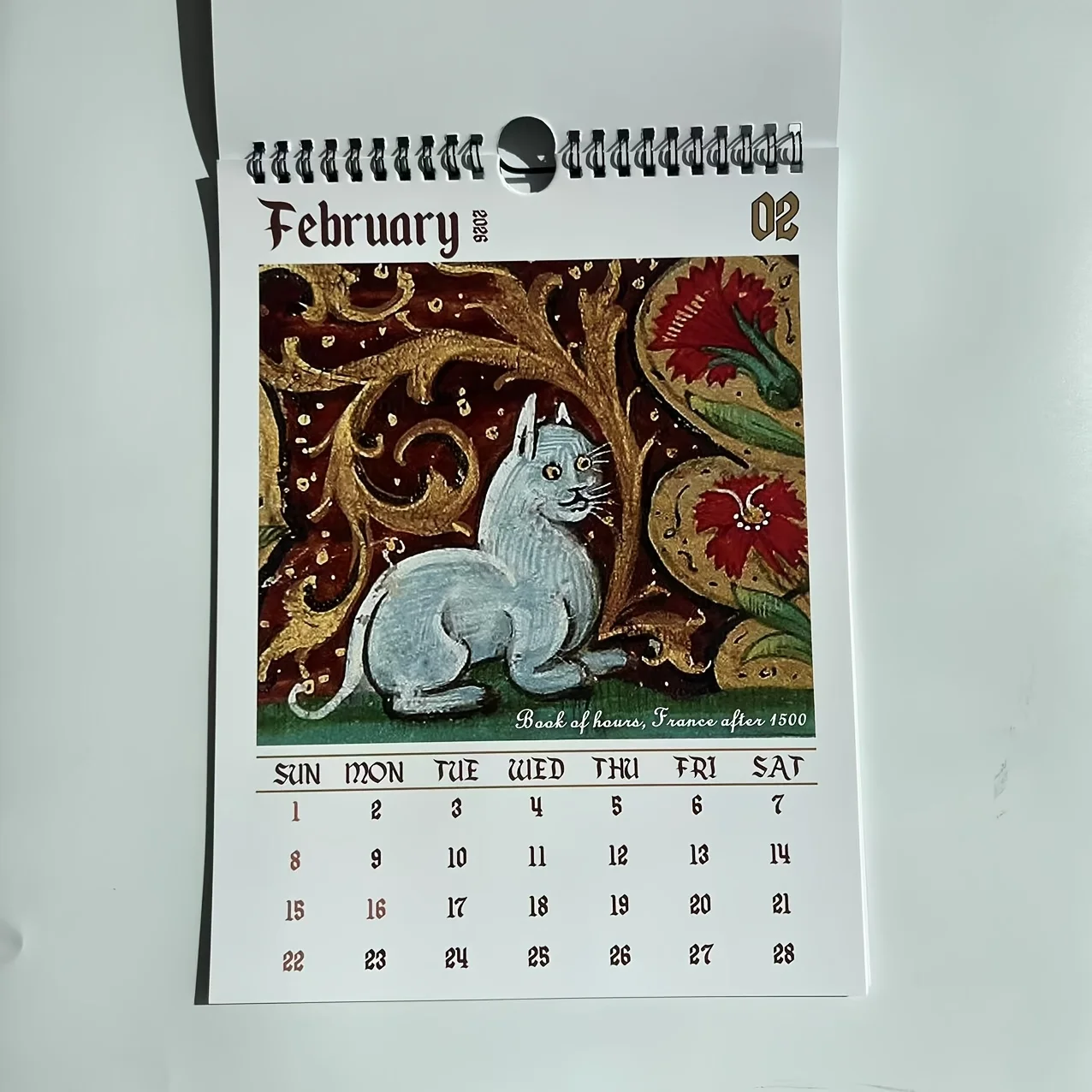 1 قطعة 2026 تقويم القطط في العصور الوسطى القبيح-تقويم حائط معلق على الطراز القوطي العتيق-ديكور مكتب المنزل-هدية عيد ميلاد لمحبي القطط #3