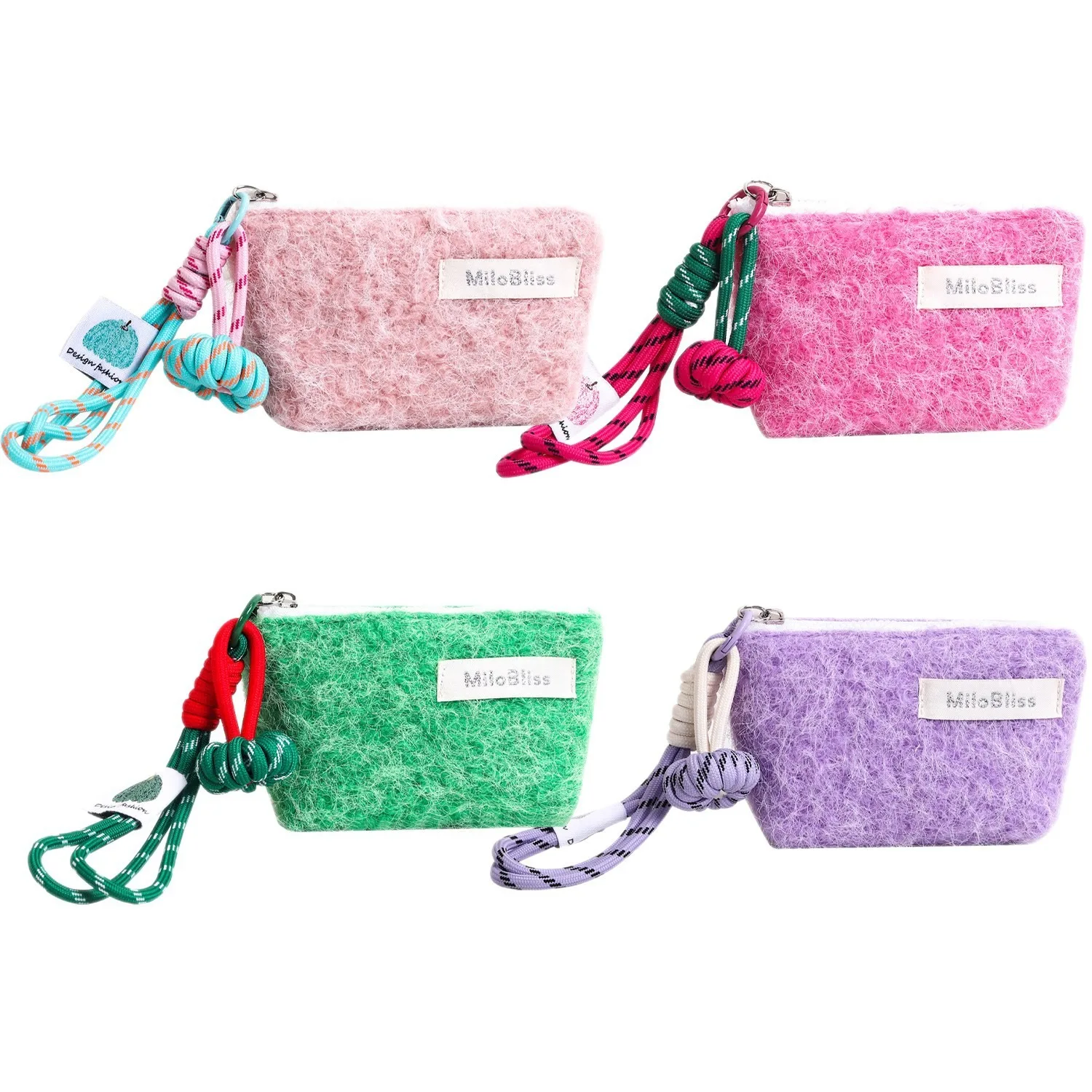 Süße süße Plüsch-Wechseltasche, Nische, kreative Kontrastfarbe, Lanyard-Aufbewahrungstasche, tragbare Kopfhörertasche, kleine Make-up-Tasche