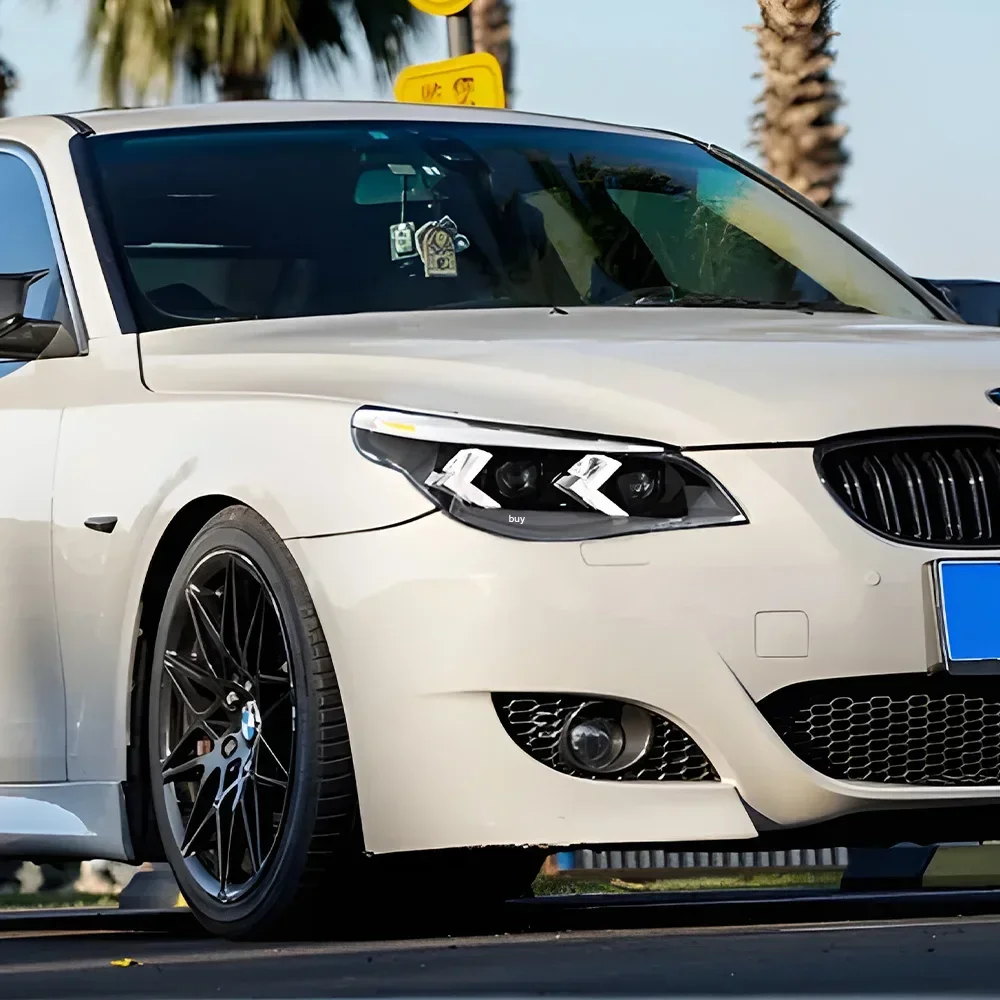 

Для BMW 5 серии E60 2003-2010, обновление автоматических фар в сборе, высокое качество, стиль 2025, светодиодные линзы проектора DRL, аксессуары