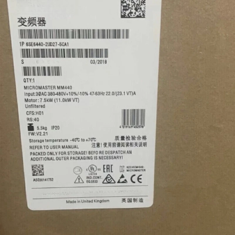 

Brand New Original 6SE6440-2UD27-5CA1 6SL3210-1PE13-2UL1 6SL3210-1PC22-8UL0 6SL3120-1TE24-5AA3 NEW in Box 1PCS Fast delivery