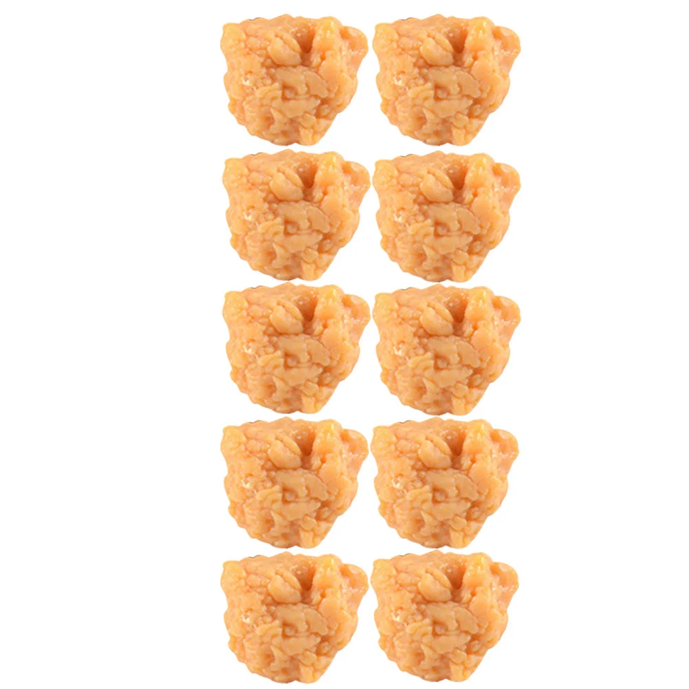 10 Pcs Chicken Nuggets Simulation Popcorn Shape Model Fake Food Lifelike Realistic Roasted Simulated Showcase Child